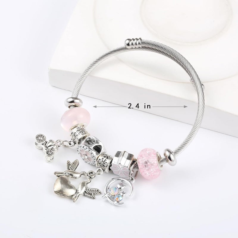 Weebee Charm Bracelet, Adjustable Stainless Steel Bracelet, Fashion Anime Cartoon Accessories for Ladies Women Girls Friendship Wife Birthday Gift - Image 2